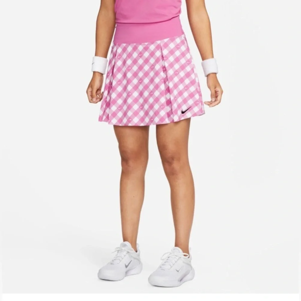 Nike Dri-Fit Club checkered Pink White Printed tennis Skirt skort size small new